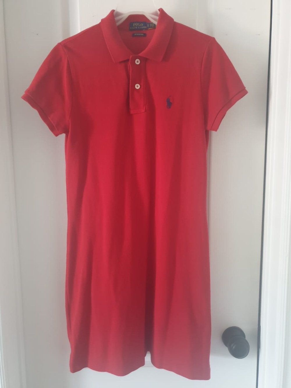 Ralph Lauren Red Polo Shirt Dress with Navy Pony